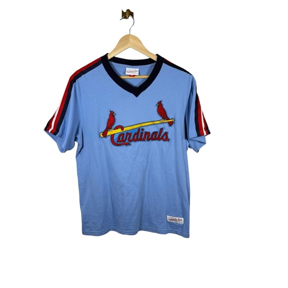 RARE VINTAGE Mitchell and Ness St. Louis Cardinals Embroidered Tee Blue M - Picture 3 of 13